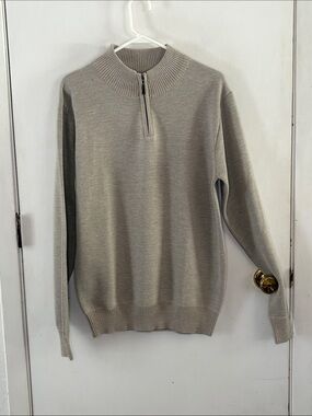 Mountain Expedition light brown quarter zip long sleeve knit sweater Size Large